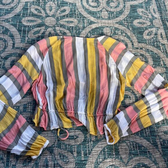 House of Harlow 1960 x Revolve Multicolor Striped Drawstring Blouse - Size M - Picture 3 of 9